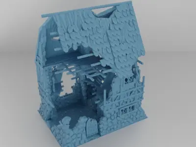 Ruined House Tabletop Terrain 25 mm 3D print model