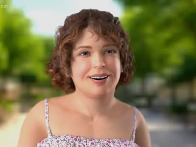  Young Obese Girl Walking in Casual Summer Dress 