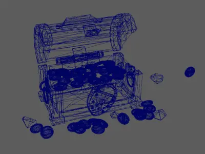 Stylish treasure chest Low-poly 3D model