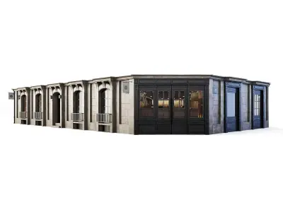 Tenement Building Ground Floor Low-poly 3D model
