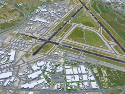 Ben Gurion Airport 10km Low-poly 3D model