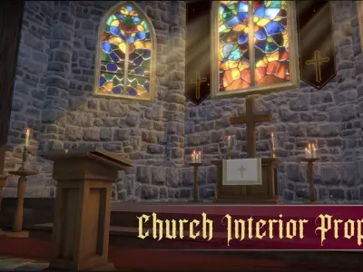 Church Interior Props Low-poly 3D model