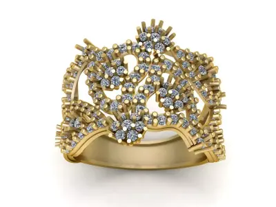 Luxury Openwork Diamond Ring  High-Detail 3D Printable  3D print model