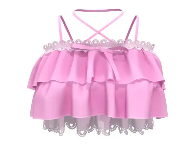 Japanese Lolita Ruffles Amp Top Pink and Black Low-poly 3D model