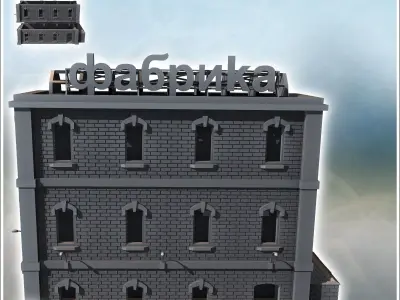 Russian brick factory with floors annex wall and flat roof 2 - M 3D print model purchase