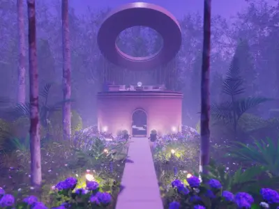 Paradise tower with candles in middle Free low-poly 3D model