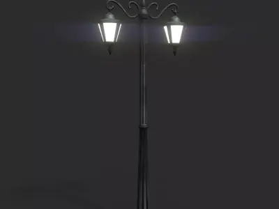 Double Lamp Post 1 Low-poly 3D model