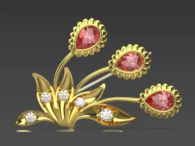 Luxury Gold printable cad Brooch sj0015 3D print model