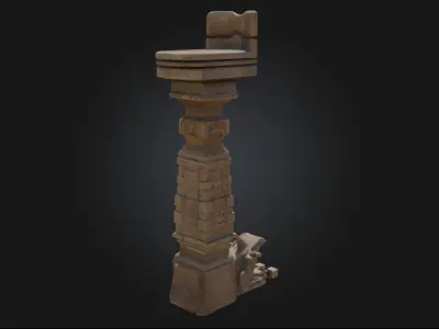 Ancient Pillar with Mythical Creature  Enigmatic Relic  3D model