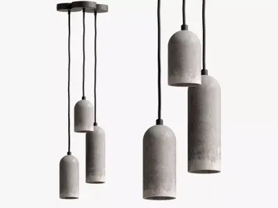 Pendant Minimalist Round Concrete Lamp 3D model