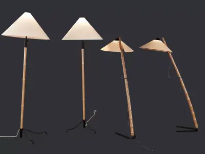 Bamboo floor lamp 3D model