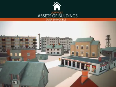 Buildings Pack Low-poly 3D model