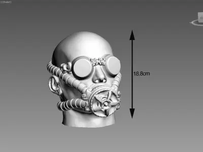 Human head with mask headdphone Stand 3D print model