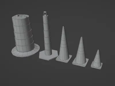 Low Poly Traffic Cones Low-poly 3D model