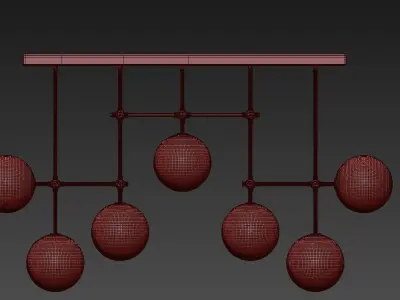 RESTORATION HARDWARE GLASS GLOBE LINEAR CHANDELIER 60 3D model