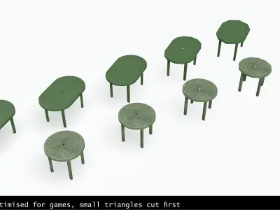 Garden Plastic Table Green - 3 Versions Low-poly 3D model