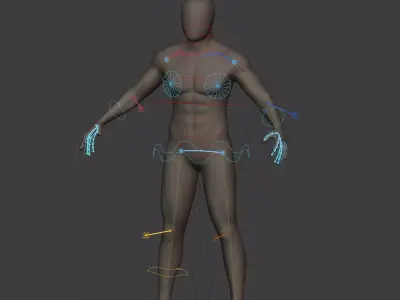 Rigged Character - IK-FK Rig - Man Humanoid Ninja Robot Fighter Low-poly 3D model
