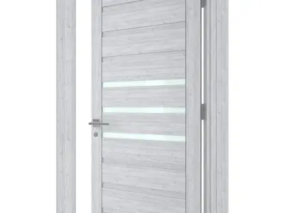 Door-058 modern front door with glass panel 3D model