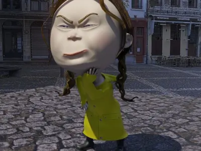 Greta girl in orange dress 3D model