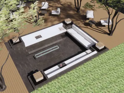  Outdoor Fire Pit Bar Design 3D model