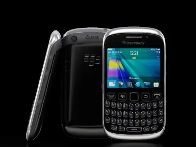BlackBerry Curve 9320 Piano Black Low-poly 3D model
