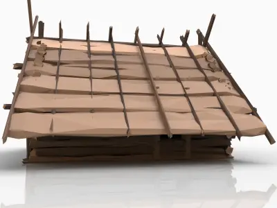 STYLIZED FANTASY MEDIEVAL VIKING WOODEN COTTAGE HOUSE HUT Free low-poly 3D model