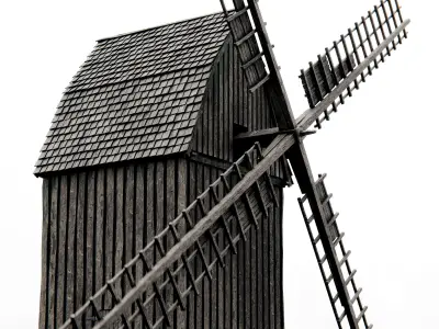 old wooden windmill 3D model