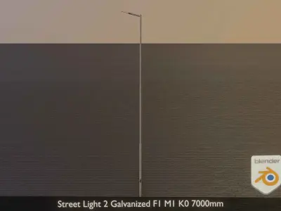 Street Light 2 Galvanized F1 M1 K0 7000mm Low-poly 3D model