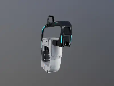 Oval shaped Sci fi blaster Low-poly 3D model