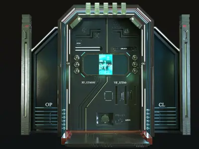 scifi door Low-poly 3D model