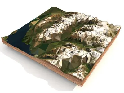 Mountain landscape Low-poly 3D model