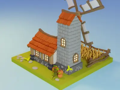 Farm house Low-poly 3D model get