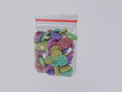 Small Ecstasy Bag and pills Low-poly 3D model