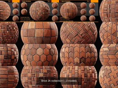 BRICK PBR 2K TEXTURE PACK VOL 1 TO 9 Texture