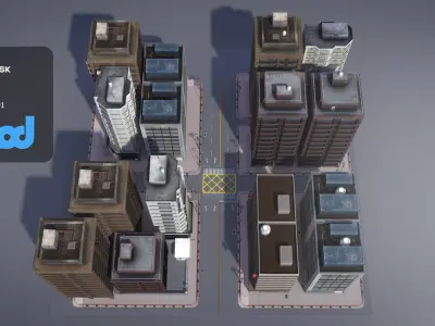 TW Street with Police Station 01 3D model