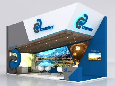 Booth Exhibition Stand Stall 9x4m Height 500 cm 2 Side Open 3D model