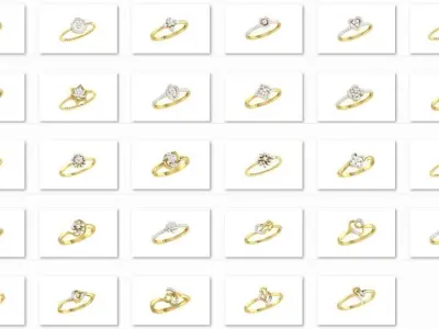 54 WOMEN RING FILES LESS THAN 2 GM LIGHT WT 3D print model