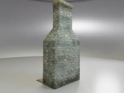 Rustic Stone Fireplace with Chimney Low-poly 3D model