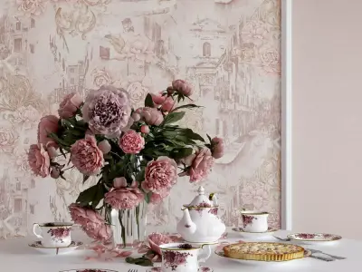 Blush Vintage Cityscape Wallpaper Texture