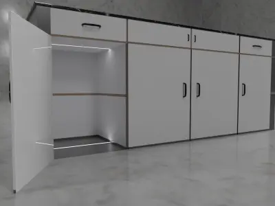 Sci-Fi Kitchen Island Low-poly 3D model