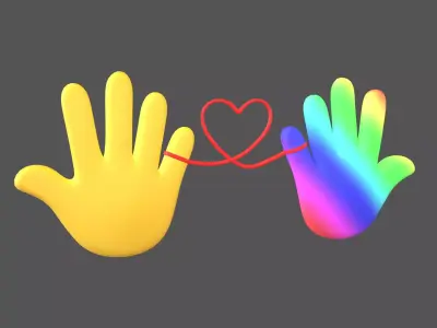 Hand with Red Line Icon v1 038 Low-poly 3D model