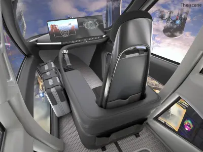  Futuristic eVTOL Aircraft with Urban Design Light On White Rigged 