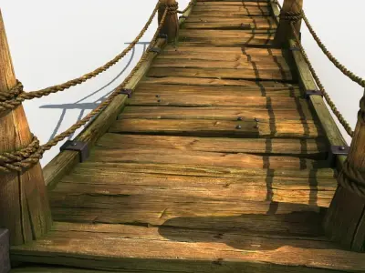 Old Wooden Bridge 04 3D model