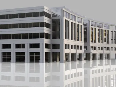 Hospital design building Low-poly 3D model