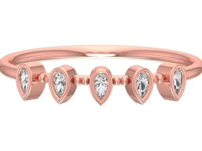 Solitaire Women Light Weight Pear Stone Band Ring 3D print model order