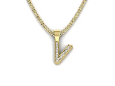 Pendant V letter 3D print model