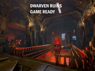 Dwarven ruins Low-poly 3D model