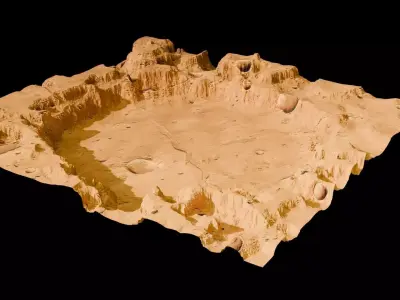 Landscape crater Mars  Low-poly 3D model