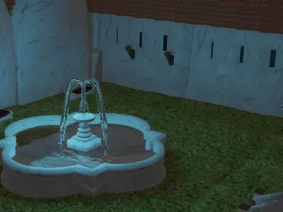 Roman Baths reconstruction and ruins 3D model