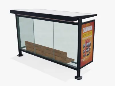 Bus stop Low-poly 3D model